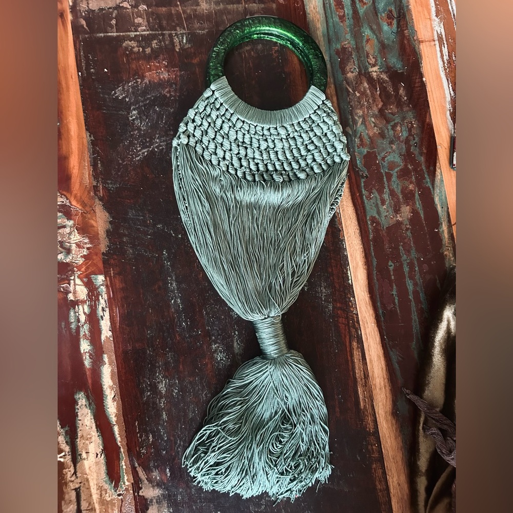cult gaia Emerald “Angelou” Tassel Clutch